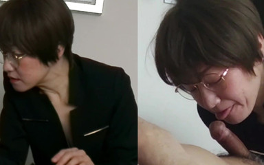 制服を着た不倫カップルの撮影